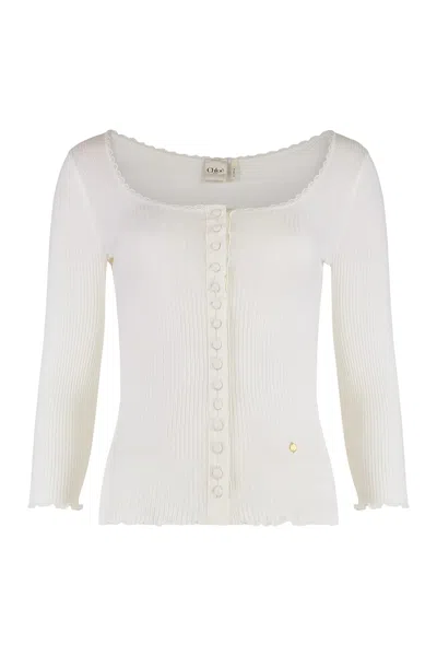 Chloé Cardigan In Cotton In White