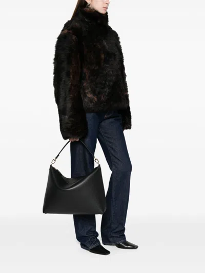 Totême Medium Leather Tote Bag In Black