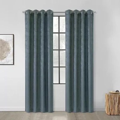 Habitat Portland Grommet Top Light-filtering Single Curtain Panel In Blue