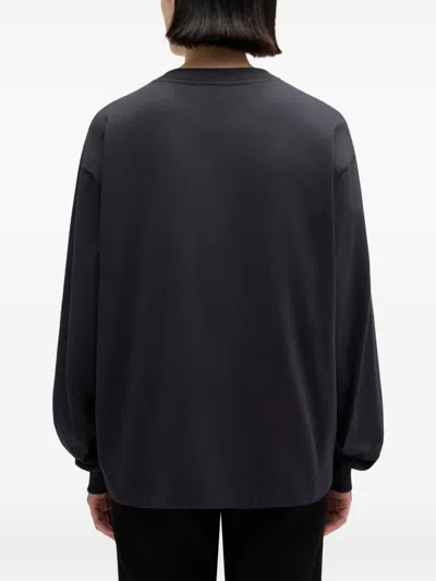 Ganni Organic Cotton Crew Neck Graphic Sweater In Black