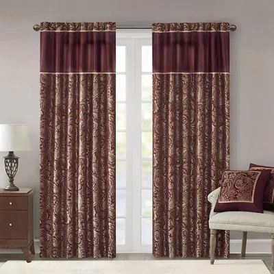 Madison Park Whitman Rod Pocket Light-filtering Set Of 2 Curtain Panel In Red