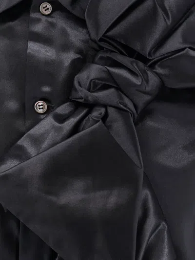 Comme Des Garçons Play Satin Shirt With Maxi Bow In Black