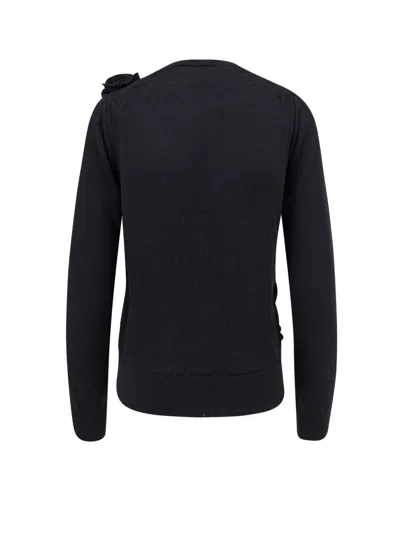 Comme Des Garçons Play Wool Cardigan With Ruffled Detail In Black