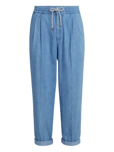 Brunello Cucinelli Drawstring-waist Pleated Jeans In Blue