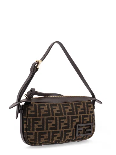 Fendi Mini Jacquard Ff Rectangular Shoulder Bag In Brown