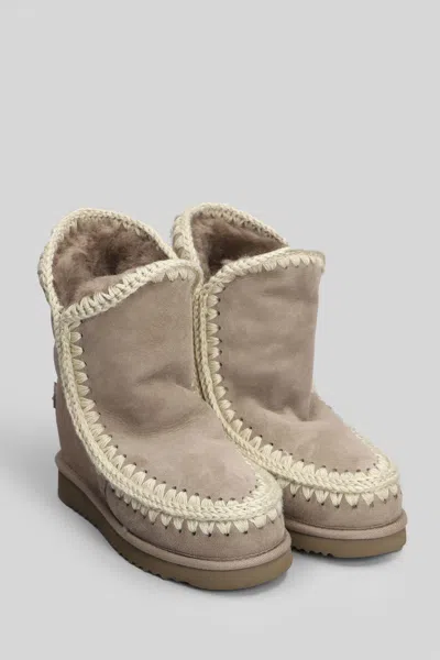 Mou Inner Wedge Ankle Boots Inside Wedge In Grey Suede In Gray