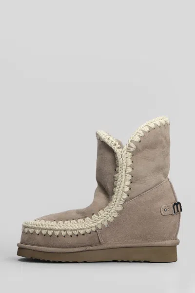 Mou Inner Wedge Ankle Boots Inside Wedge In Grey Suede In Gray