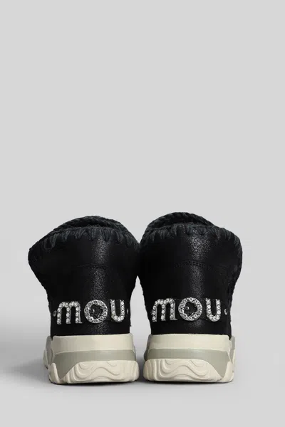 Mou Eskimo Trainer Low Heels Ankle Boots In Black Leather In Black