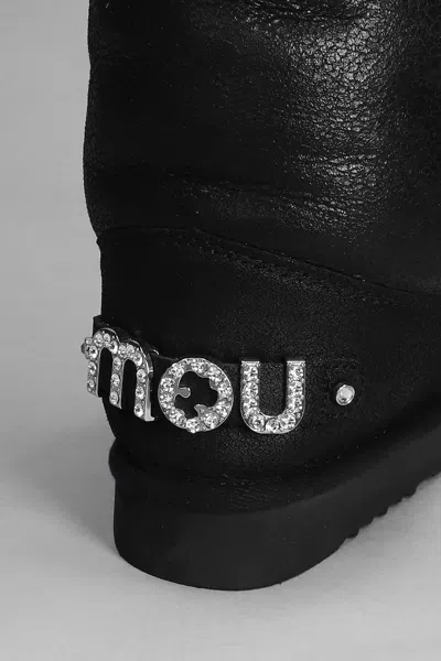 Mou Eskimo 40 Low Heels Boots In Black Leather In Black