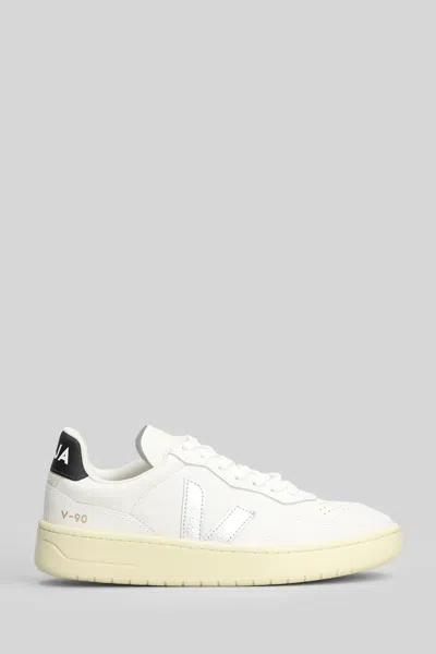 Veja V-90 O.t Sneakers In White Leather In White