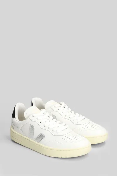 Veja V-90 O.t Sneakers In White Leather In White