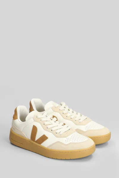 Veja V-90 O.t Sneakers In White Suede And Leather In White