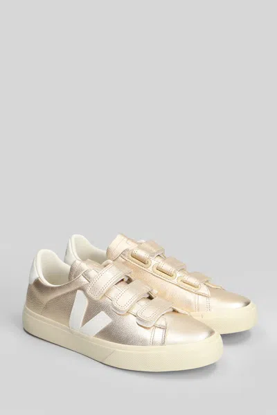 Veja Recife Logo Sneakers In Platinum Leather In Silver