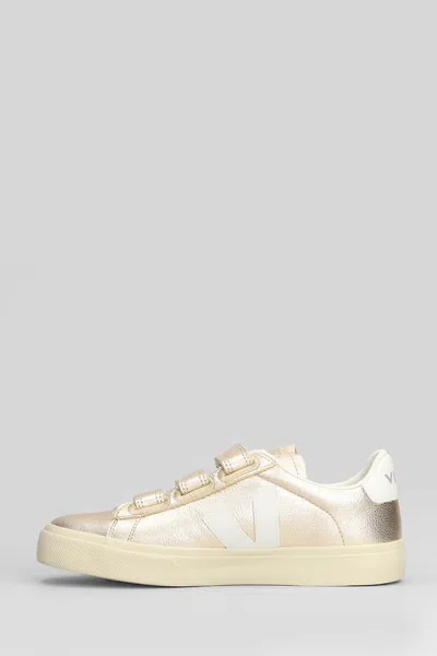 Veja Recife Logo Sneakers In Platinum Leather In Silver