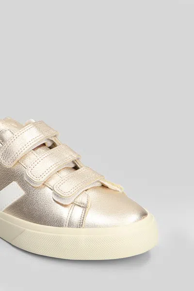 Veja Recife Logo Sneakers In Platinum Leather In Silver