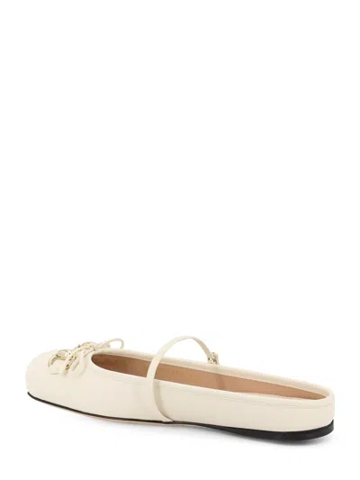 Gucci Leather Ballerina Mules In Neutral