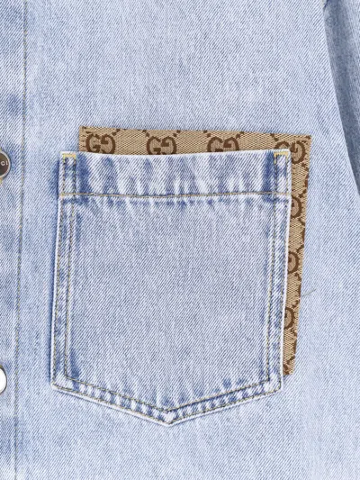 Gucci Faded Denim Shirt With Gg Insert Men