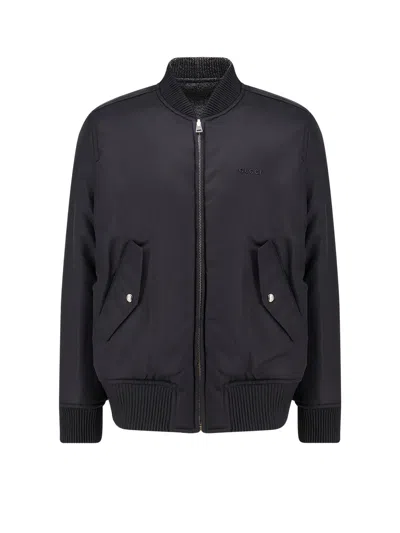 Gucci Men Reversible Wool And Nylon Jacket In Gray