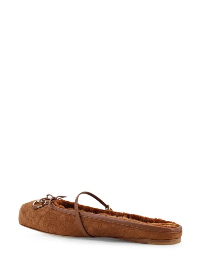 Gucci Gg Suede Sabot In Brown