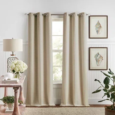 Martha Stewart Sutter Grommet Top Light-filtering Set Of 2 Curtain Panel In Neutral