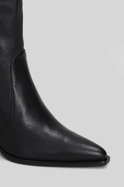 Stuart Weitzman Jolene Bootie High Heels Ankle Boots In Black Leather In Black