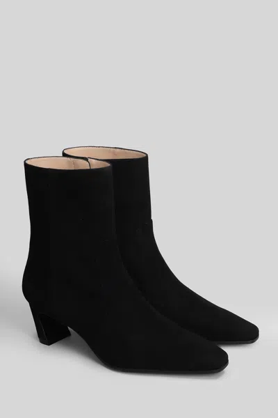 Stuart Weitzman Stassi Zip High Heels Ankle Boots In Black Suede In Black
