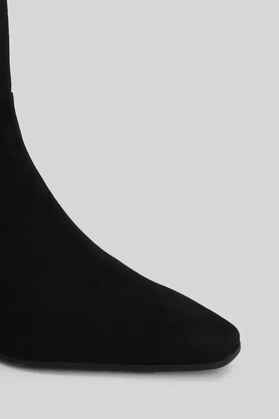 Stuart Weitzman Stassi Zip High Heels Ankle Boots In Black Suede In Black