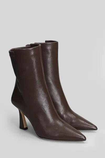 Stuart Weitzman 5050 Vinnie High Heels Ankle Boots In Brown Leather In Brown