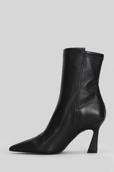 Stuart Weitzman 5050 Vinnie High Heels Ankle Boots In Black Leather In Black