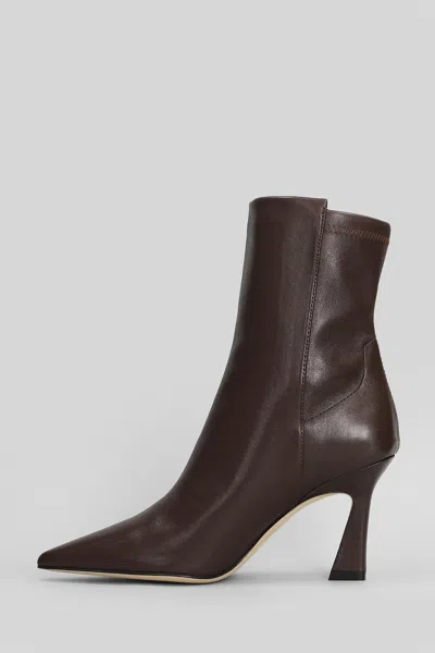 Stuart Weitzman 5050 Vinnie High Heels Ankle Boots In Brown Leather In Brown