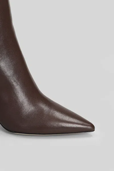 Stuart Weitzman 5050 Vinnie High Heels Ankle Boots In Brown Leather In Brown