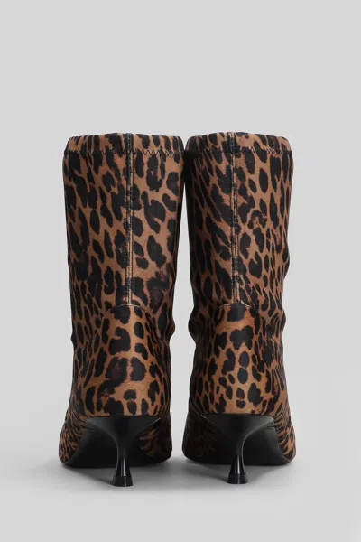 Stuart Weitzman Naomi 50 High Heels Ankle Boots In Animalier Satin In Brown