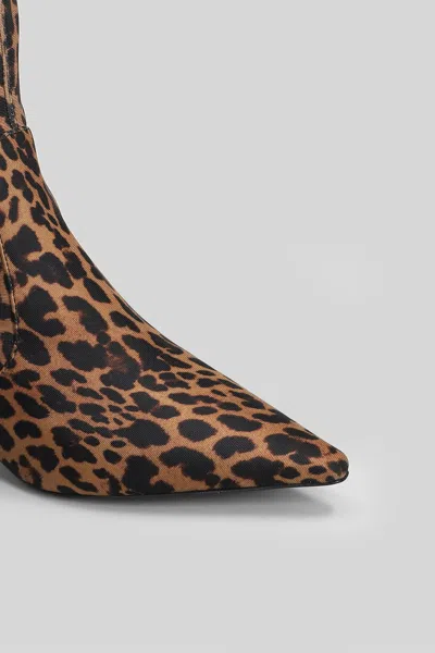 Stuart Weitzman Naomi 50 High Heels Ankle Boots In Animalier Satin In Brown