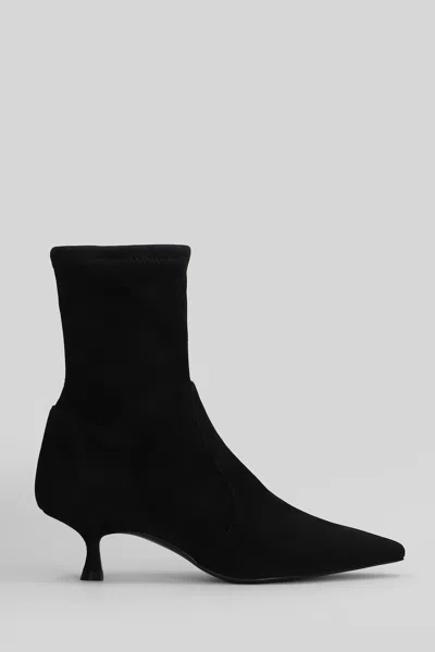 Stuart Weitzman Naomi 50 High Heels Ankle Boots In Black Suede In Black
