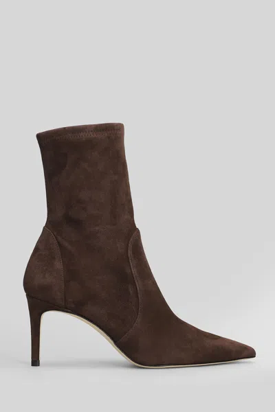 Stuart Weitzman Stuart Power High Heels Ankle Boots In Brown Leather In Brown