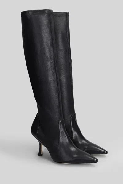 Stuart Weitzman Naomi 75 High Heels Boots In Black Leather In Black