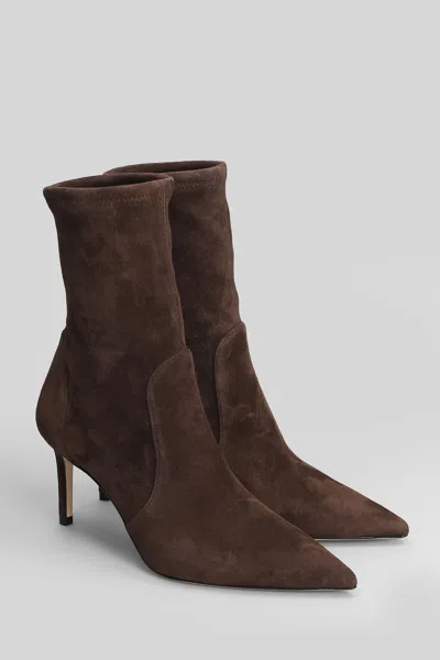 Stuart Weitzman Stuart Power High Heels Ankle Boots In Brown Leather In Brown