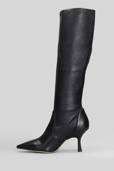 Stuart Weitzman Naomi 75 High Heels Boots In Black Leather In Black