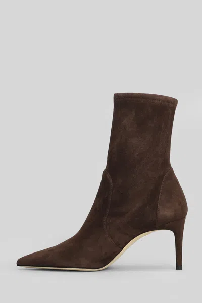 Stuart Weitzman Stuart Power High Heels Ankle Boots In Brown Leather In Brown