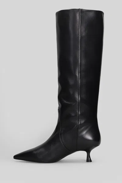 Stuart Weitzman Naomi 50 High Heels Boots In Black Leather In Black