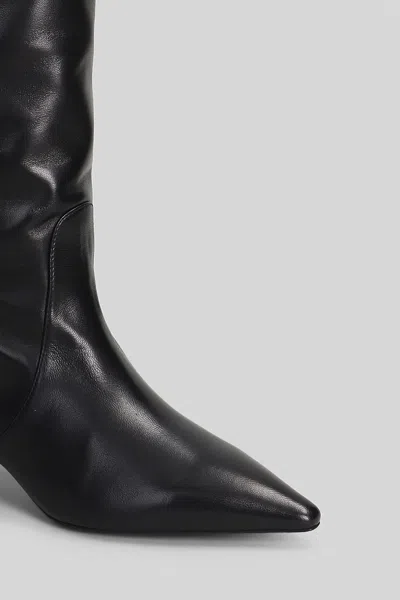 Stuart Weitzman Naomi 50 High Heels Boots In Black Leather In Black