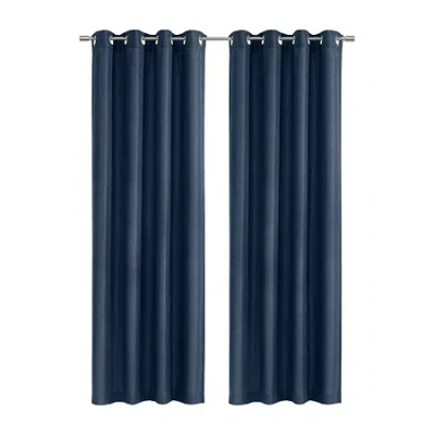 Habitat Abstract Grommet Top Light-filtering Single Curtain Panel In Blue