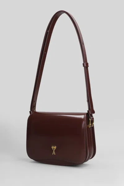 Ami Alexandre Mattiussi Paris Bag Shoulder Bag In Bordeaux Leather In Brown