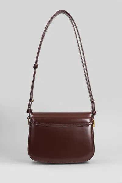 Ami Alexandre Mattiussi Paris Bag Shoulder Bag In Bordeaux Leather In Brown