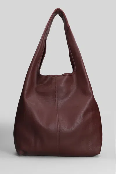 Ami Alexandre Mattiussi Etienne Hobo Bag Tote In Bordeaux Leather In Brown