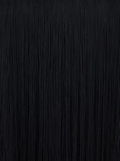 Merci Black Dress With Round Neckline And Fringes Applied To The Front And Back In Fabric Woman In Black