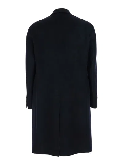 Tagliatore Londra Blue Oversized Double-breasted Coat In Wool Blend Man In Black