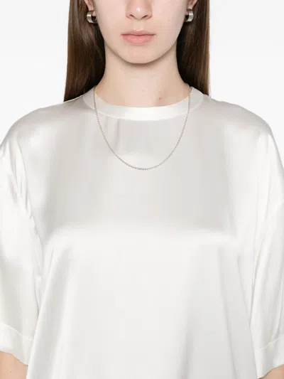 Totême Satin T-shirt In White