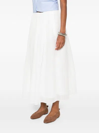 Brunello Cucinelli Women Cotton Long Skirt In White