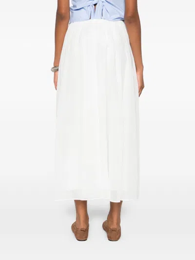Brunello Cucinelli Women Cotton Long Skirt In White